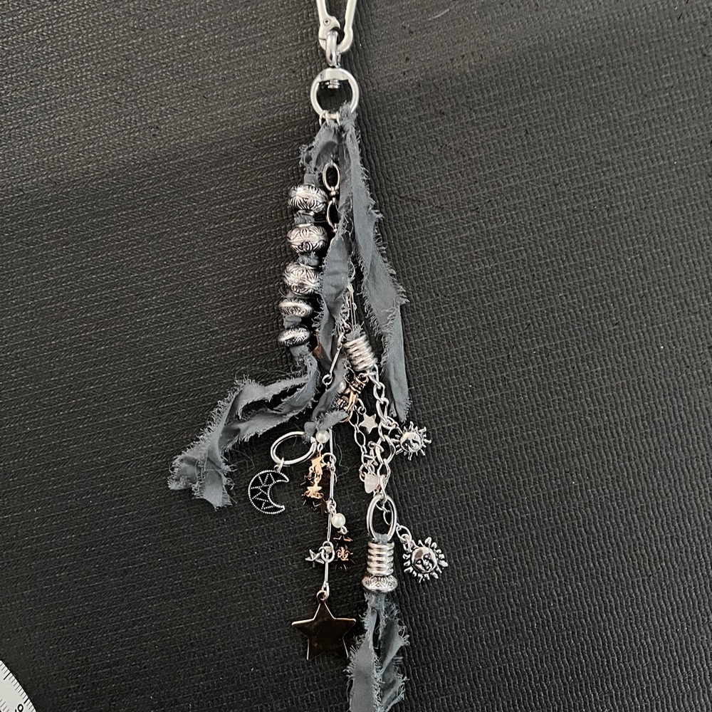 Free People Silver and Gray Mixed Metal Charm Keychain - Picture 5 of 5